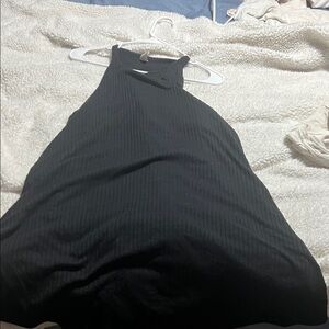 Chic Black Backless Halter Dress